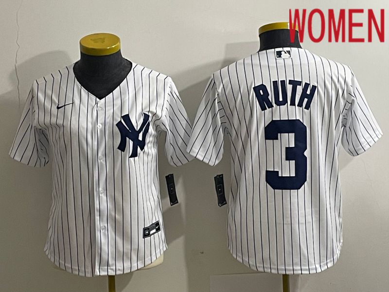 Women New York Yankees 3 Ruth White Nike Game MLB Jersey
